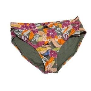 Time and Tru Women's Floral High Waist Twist Swim Bottoms